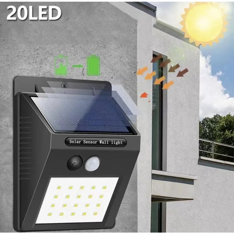 Luminária Solar Luz LED Com Sensor De Presença Automático 20 LEDs